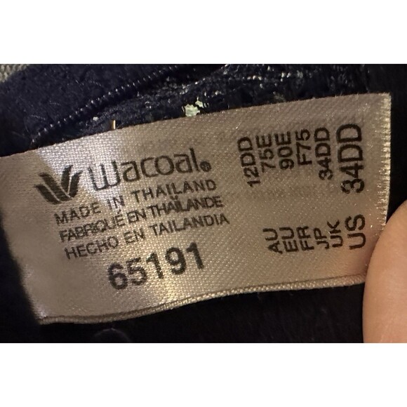 Wacoal Embrace Lace Underwire Bra Unlined 65191 Dark and Light Blue Size 34DD - Picture 6 of 6